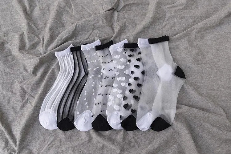 See Through Socks | Sheer Crew Socks | Polka Dot Socks - KawaSocks