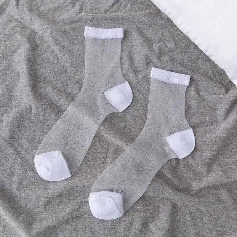 See Through Socks | Sheer Crew Socks | Polka Dot Socks - KawaSocks