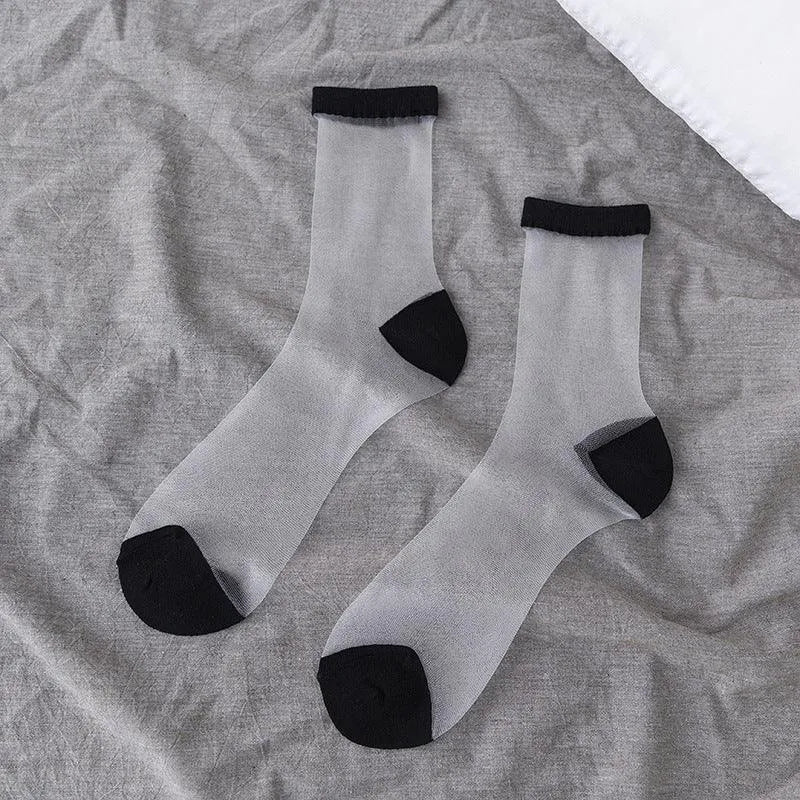 See Through Socks | Sheer Crew Socks | Polka Dot Socks - KawaSocks