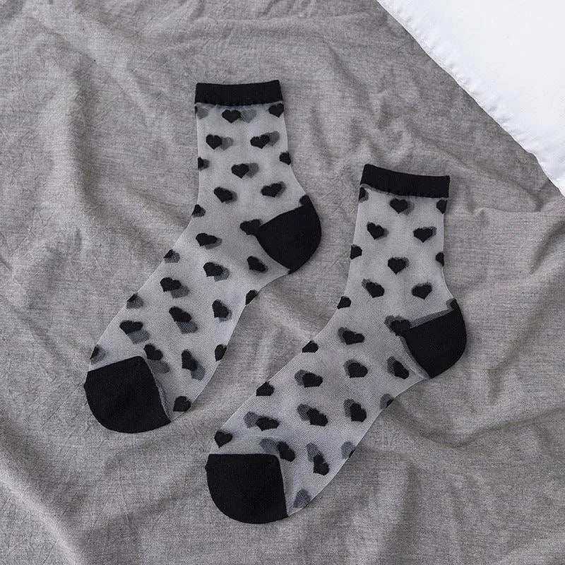 See Through Socks | Sheer Crew Socks | Polka Dot Socks - KawaSocks