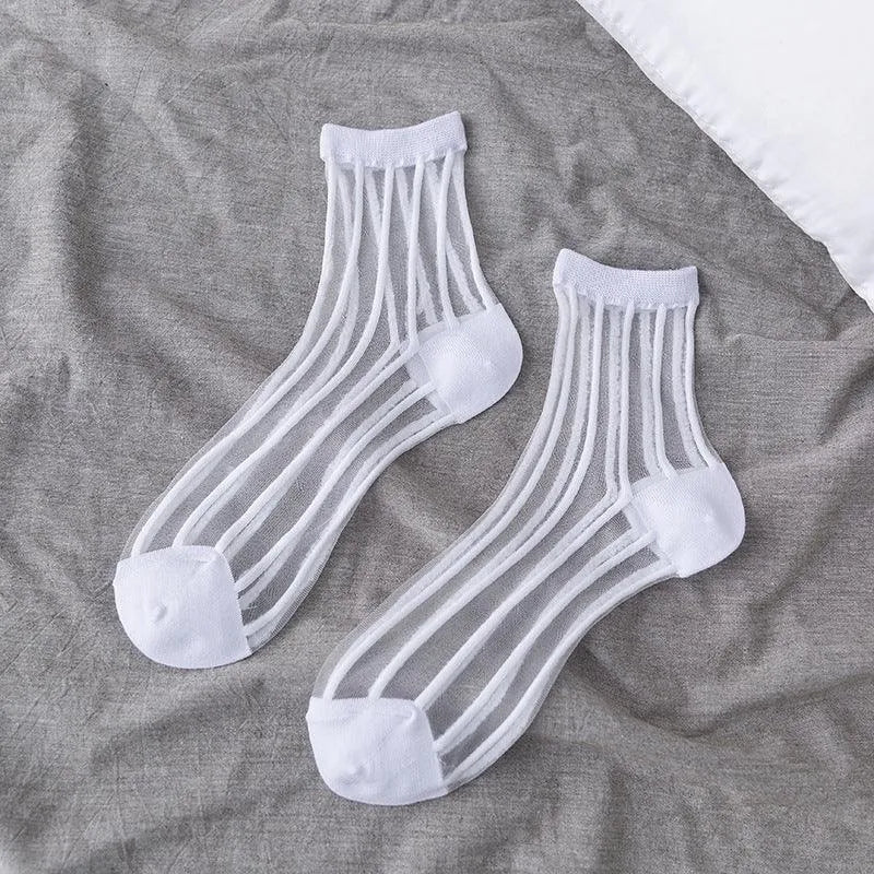 See Through Socks | Sheer Crew Socks | Polka Dot Socks - KawaSocks