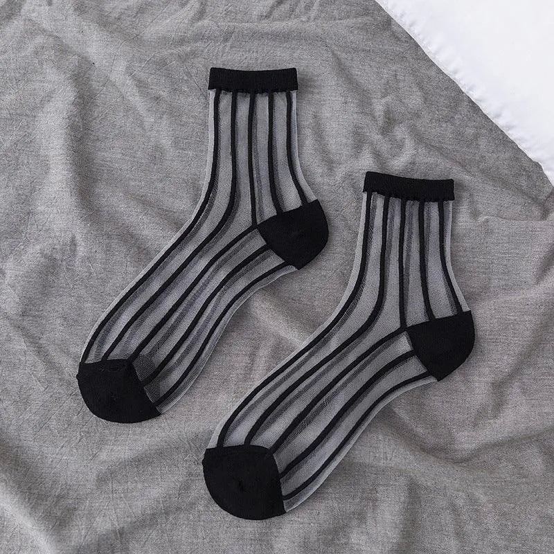 See Through Socks | Sheer Crew Socks | Polka Dot Socks - KawaSocks