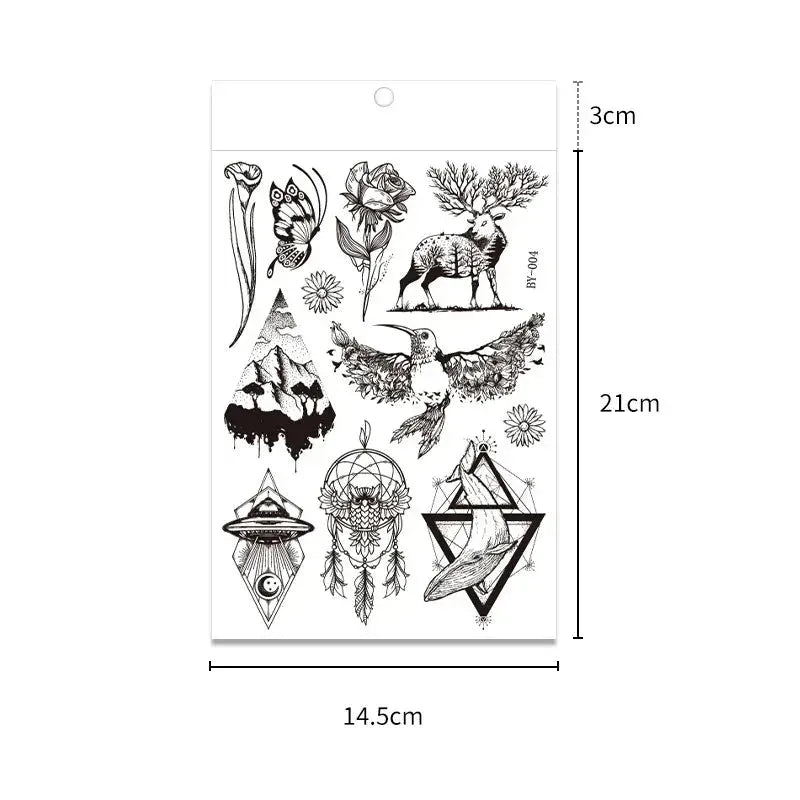 Fluorescent Color-changing Tattoo Stickers Luminous Flower Arm Waterproof Temporary Tattoo Stickers Trend Bar Animal Stickers - KawaSocks