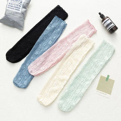 Sheer Crew Socks | Lace Crew Sock With Flower Pattern | Kawaii Outfits - KawaSocks