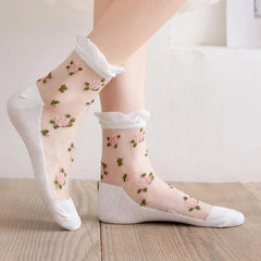 Sheer Crew Socks for Women | Cute Transparent Socks | Cute Socks - KawaSocks