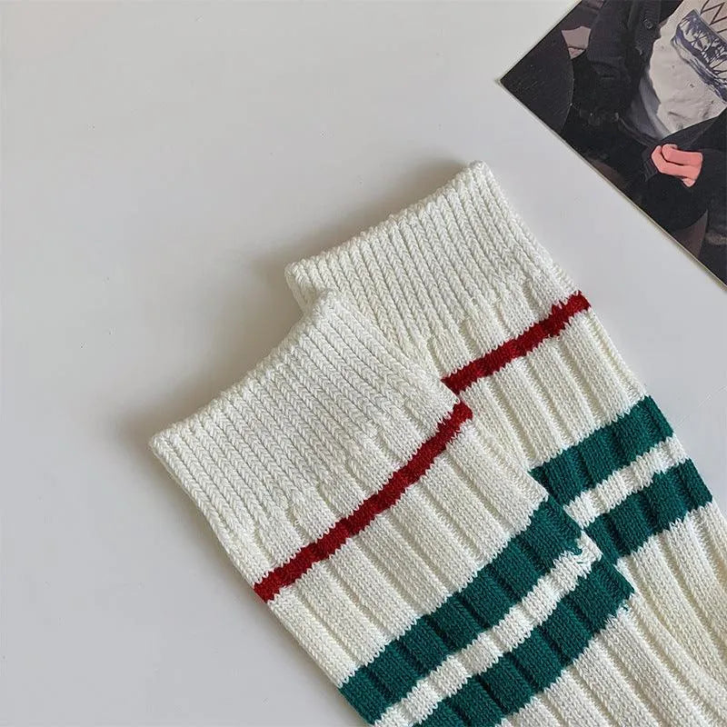 Striped Christmas Crew Socks | Korean Fashion Socks - KawaSocks