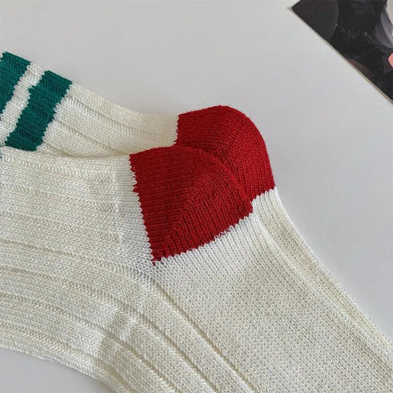 Striped Christmas Crew Socks | Korean Fashion Socks - KawaSocks