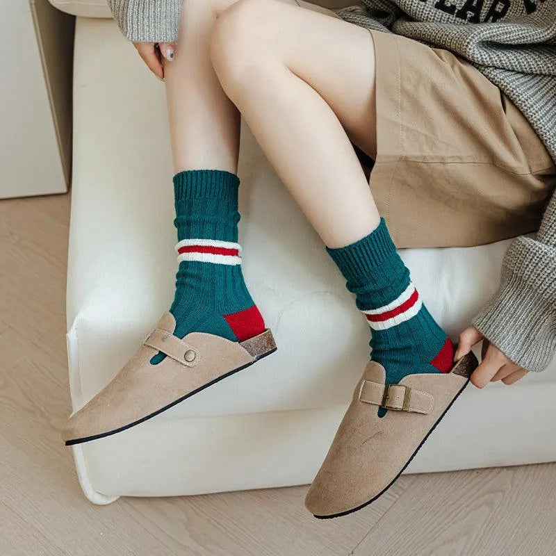 Striped Christmas Crew Socks | Korean Fashion Socks - KawaSocks