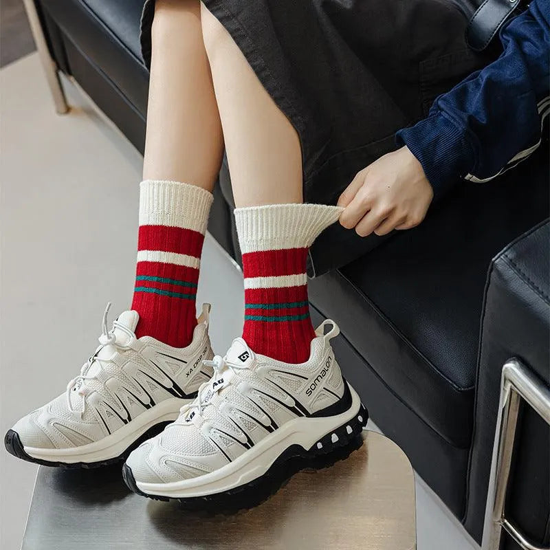 Striped Christmas Crew Socks | Korean Fashion Socks - KawaSocks