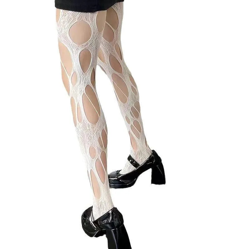 Unique Cut Out Tights | Hollow Out Fishnet Tights | Punk & Gothic Outfits - KawaSocks