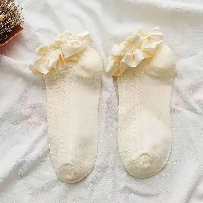 Vintage Inspired Lolita Socks | Frilly Ankle Socks for Mary Jane Shoes - KawaSocks