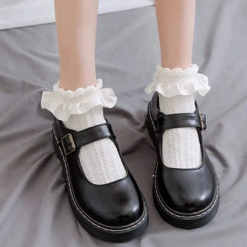 Vintage Inspired Lolita Socks | Frilly Ankle Socks for Mary Jane Shoes - KawaSocks