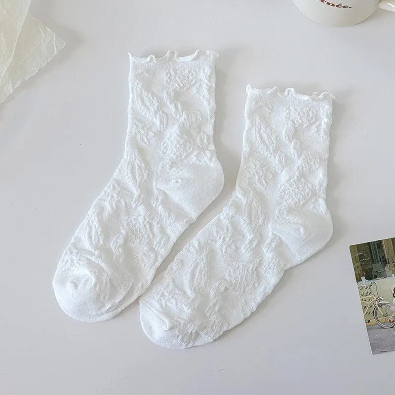 White Lolita Socks with Ruffle | Cute Frilly Socks | Kawaii Socks - KawaSocks