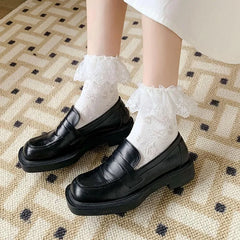 White Lolita Socks with Ruffle | Cute Frilly Socks | Kawaii Socks - KawaSocks