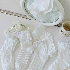 White Lolita Socks with Ruffle | Cute Frilly Socks | Kawaii Socks - KawaSocks