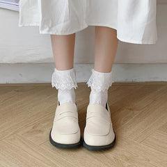 White Lolita Socks with Ruffle | Cute Frilly Socks | Kawaii Socks - KawaSocks