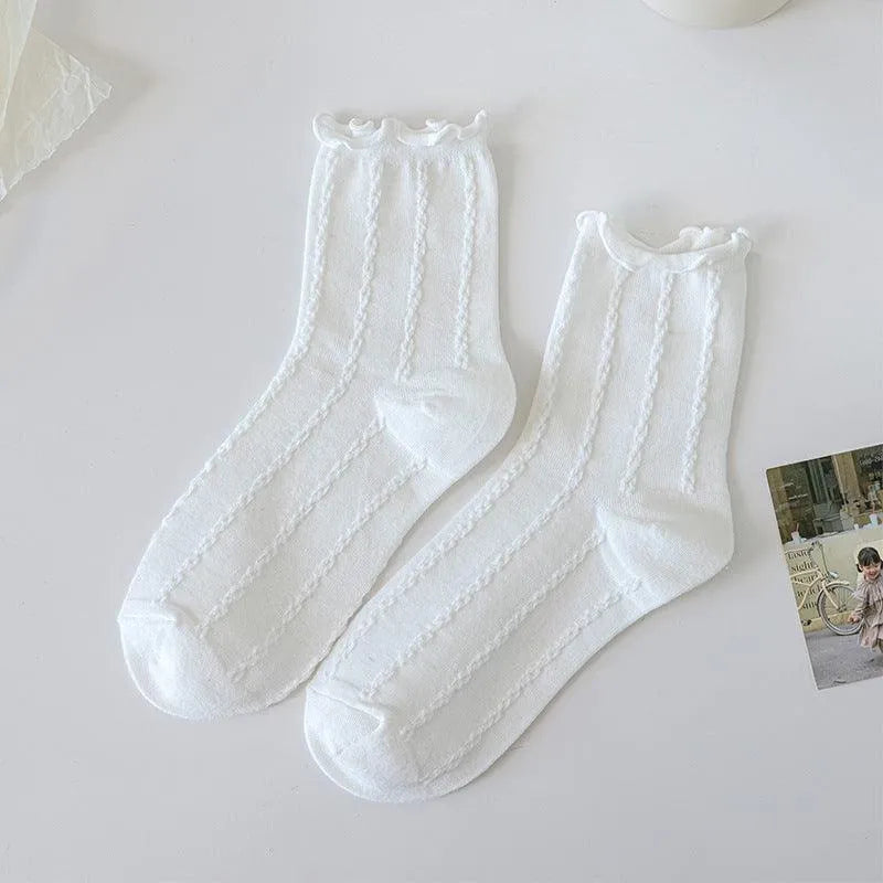 White Lolita Socks with Ruffle | Cute Frilly Socks | Kawaii Socks - KawaSocks