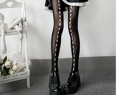 Women Bowknot Hollow Out Pantyhose | Sexy Cut Out Tights - KawaSocks