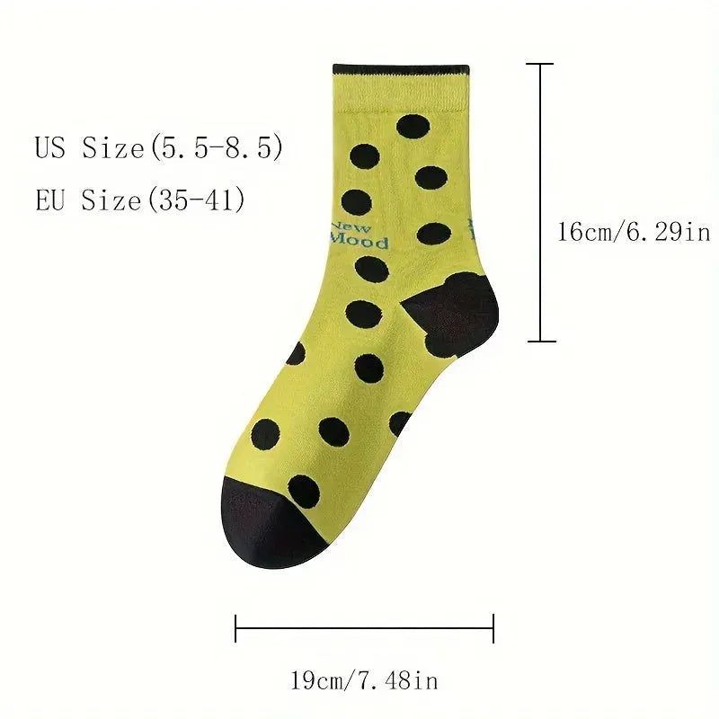 8 Pairs Womens Cute Crew Autumn And Winter Mid-calf Socks Casual Athletic Aesthetic Socks Anti-slip Outdoor Sports Skin-friendly Fabric Neutral Cotton Socks For Women Granola Girls Clothes Lightweight Breathable For Girls Gif - KawaSocks