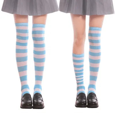 Harajuku Outfits Stylish Striped Thigh High Socks for Halloween - KawaSocks