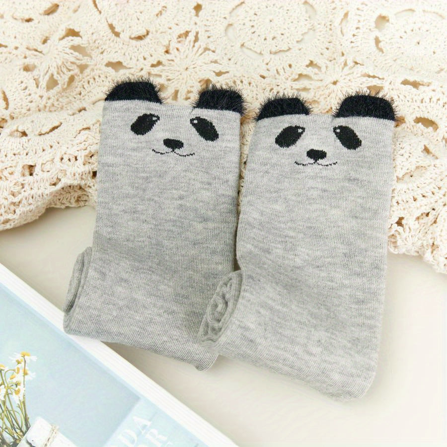 Panda Over-the-Knee Stockings - Dark Grey - Average Size