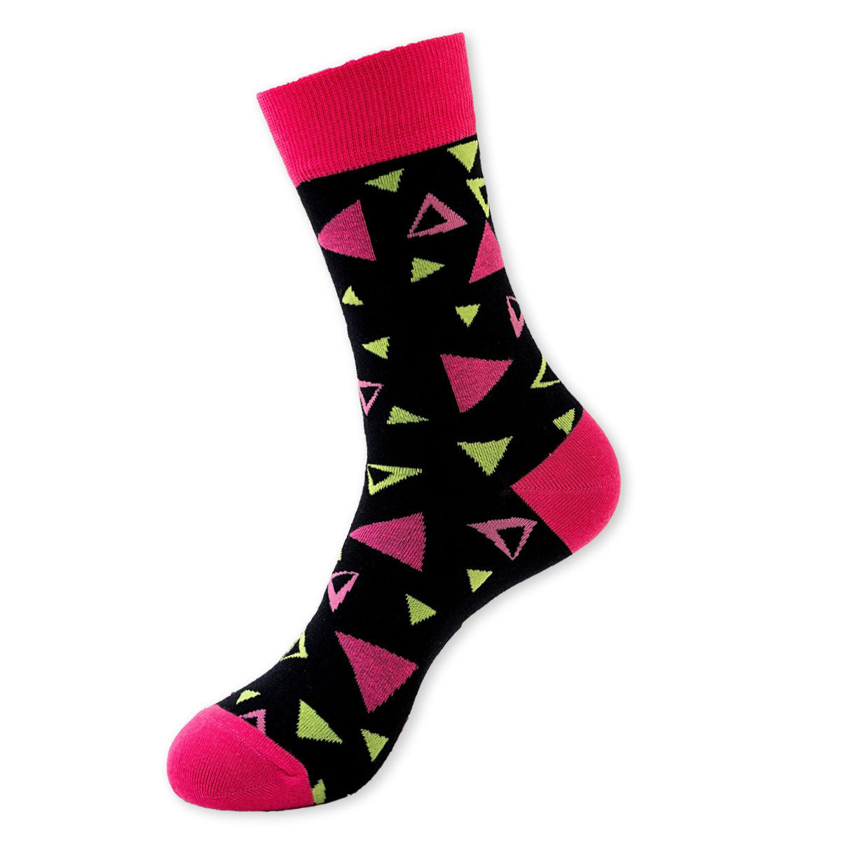 Geometric crew socks in the selected Pink Triangles style