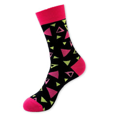 Geometric crew socks in the selected Pink Triangles style