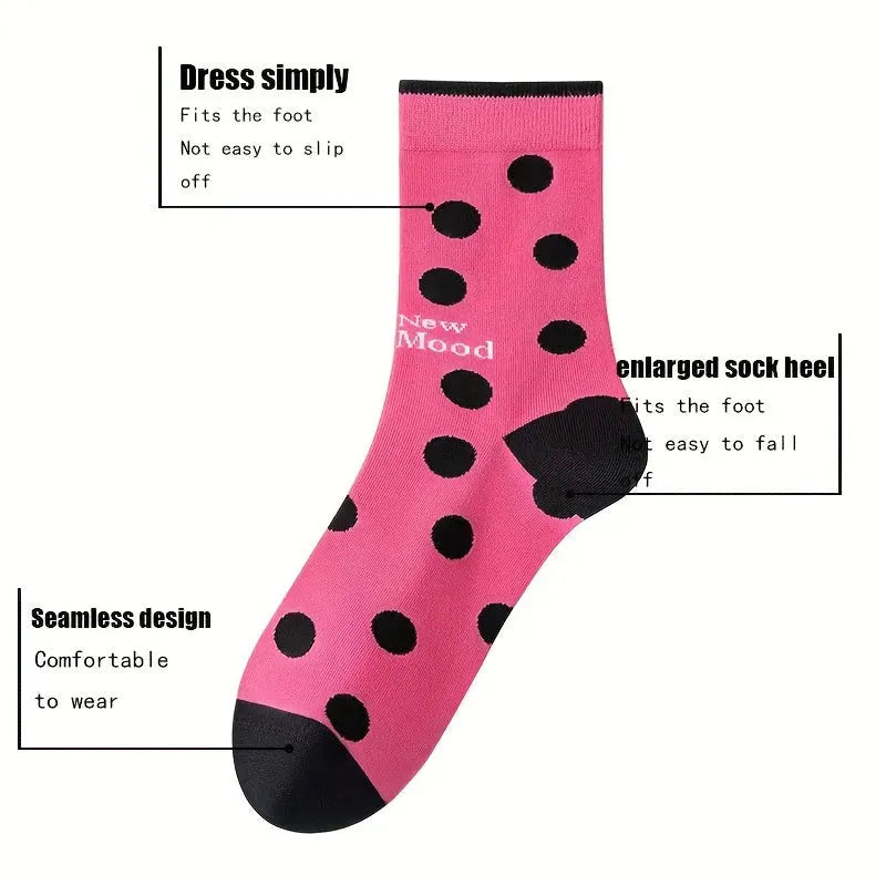 8 Pairs Womens Cute Crew Autumn And Winter Mid-calf Socks Casual Athletic Aesthetic Socks Anti-slip Outdoor Sports Skin-friendly Fabric Neutral Cotton Socks For Women Granola Girls Clothes Lightweight Breathable For Girls Gif - KawaSocks