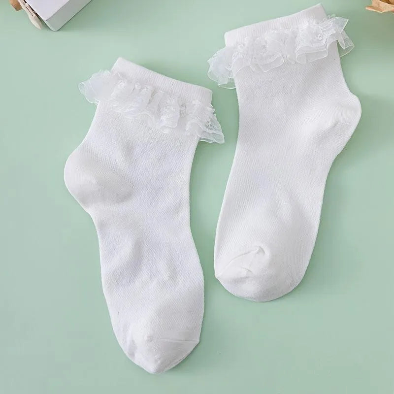 White Ruffle Socks Sweet Japanese Style - KawaSocks