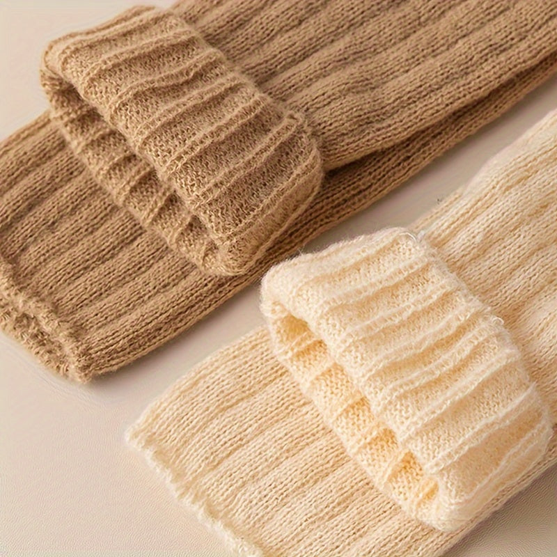 3pcs Teen Girls' Cozy Knit Leg Warmers - Solid Color, Stretchy & Warm for All Seasons