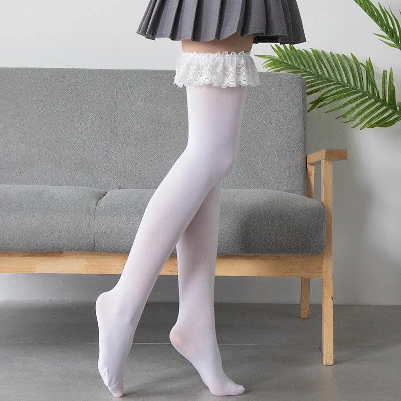 Women's Velvet Frilly Stockings | Kawaii Outfits | Kawaii Socks - KawaSocks