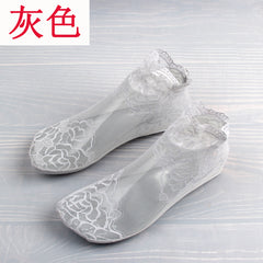 Floral lace low-cut socks in the selected Gray color