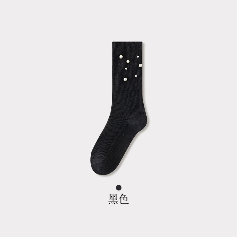 Untouched original reference showing the selected Black fine-rib sock design with a seven-bead cluster.