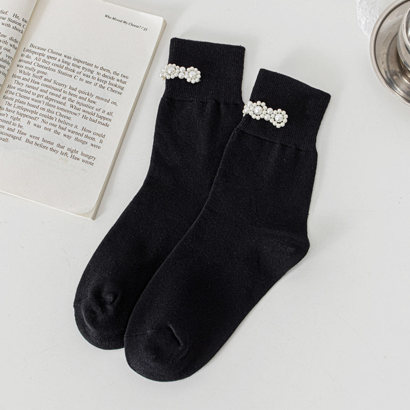 Black Pearl Style Flowers socks, sold as one selected pair
