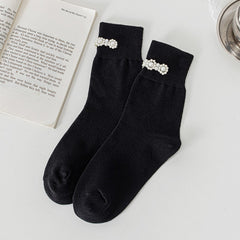 Black Pearl Style Flowers socks, sold as one selected pair