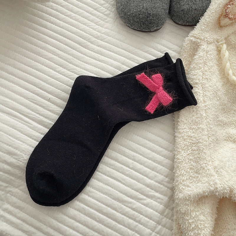 Black with Pink Bow socks, sold as one selected pair
