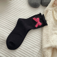 Black with Pink Bow socks, sold as one selected pair