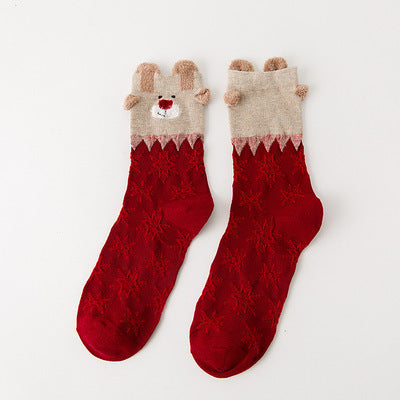 Reindeer B cuff crew socks, sold as one pair in the selected style