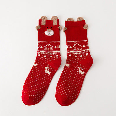 Reindeer C cuff crew socks, sold as one pair in the selected style