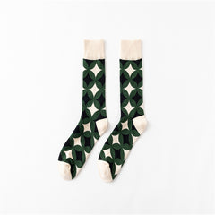 Retro graphic crew socks in the selected Circle Pattern style