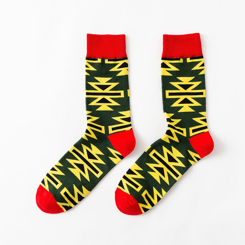 Retro graphic crew socks in the selected Tangram style