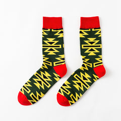 Retro graphic crew socks in the selected Tangram style