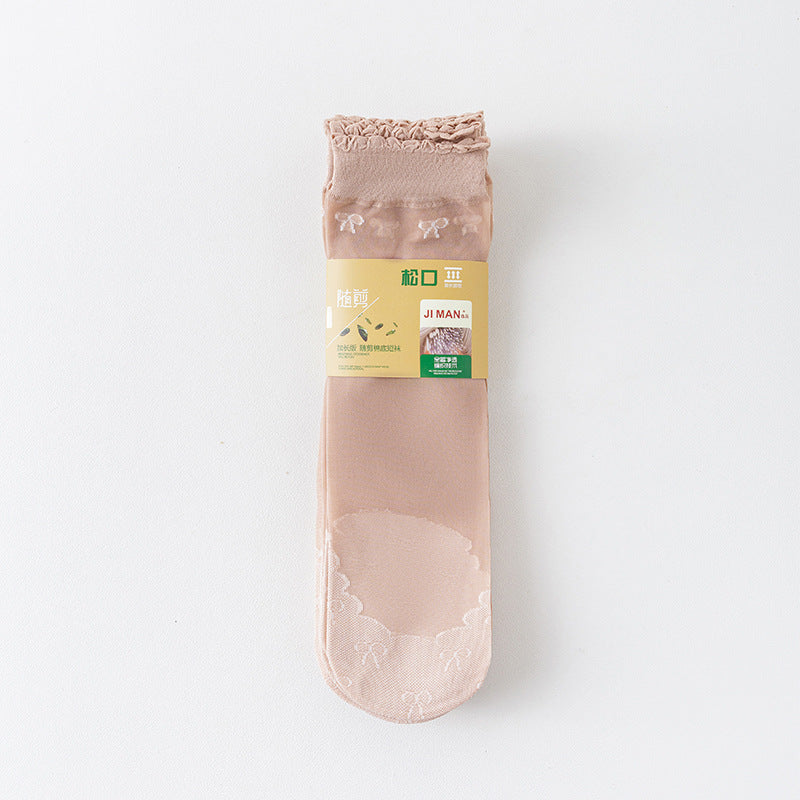 Mini bow sheer ankle socks in the selected Deep Nude color
